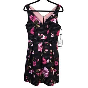 Adrianna Papelle Evening Dress Womens 6 Black Pink Rose Dark Romantic Whimsigoth